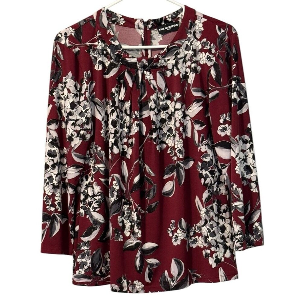 KARL LAGERFELD PARIS Size Measured Blouse Floral Career Professional Office City